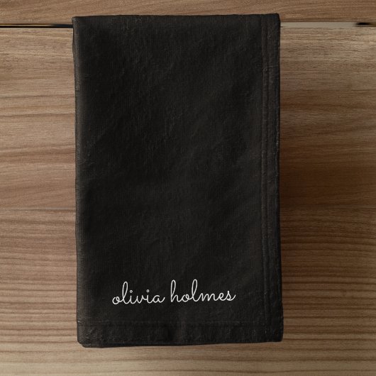 Trendy Monogram | Moderne naam voor zwart script Handdoek