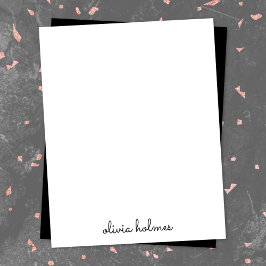 Trendy Monogram | Moderne naam voor zwart script Notitiekaartje