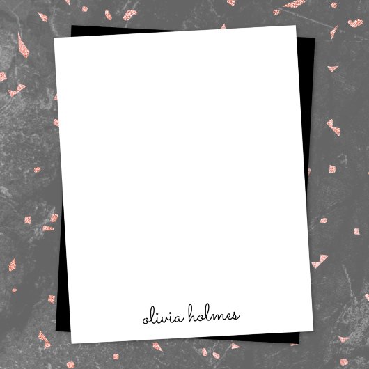 Trendy Monogram | Moderne naam voor zwart script Notitiekaartje