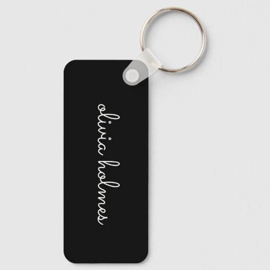 Trendy Monogram | Moderne naam voor zwart script Sleutelhanger (Achterkant)