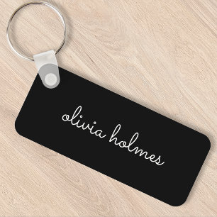 Trendy Monogram Moderne naam voor zwart script Sleutelhanger