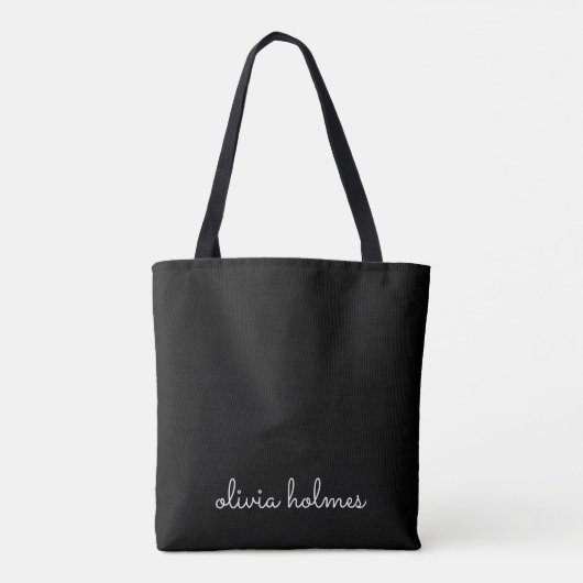 Trendy Monogram | Moderne naam voor zwart script Tote Bag (Achterkant)