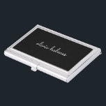 Trendy Monogram | Moderne naam voor zwart script Visitekaarthouder<br><div class="desc">Een eenvoudig,  stijlvol aangepast monogram ontwerp in een informele casual handgeschreven script typografie in opvallend zwart-wit zwart-wit. Het monogram kan gemakkelijk worden gepersonaliseerd om een ontwerp zo uniek te maken zoals u bent! De perfecte trendy op maat gesneden gave of accessoire voor elke gelegenheid.</div>
