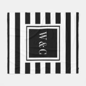 Trendy Monogram Moderne Zwart Witte Streep Fleece Deken (Voorkant (Horizontaal))