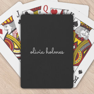 Trendy Monogram   Moderne Zwarte Script Naam Pokerkaarten