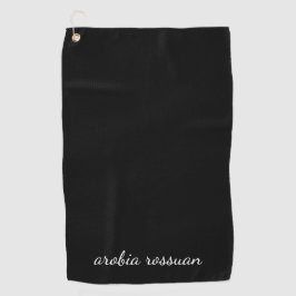 Trendy Monogram Moderne Zwarte Script Naam Stijl Golfhanddoek