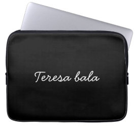 Trendy Monogram Moderne Zwarte Script Naam Stijl Laptop Sleeve