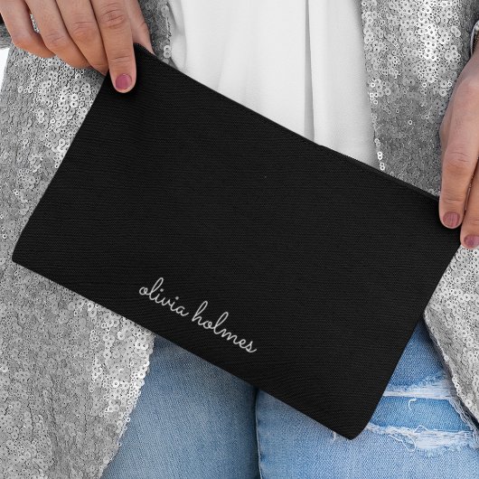 Trendy Monogram | Moderne Zwarte Scriptnaam Etui