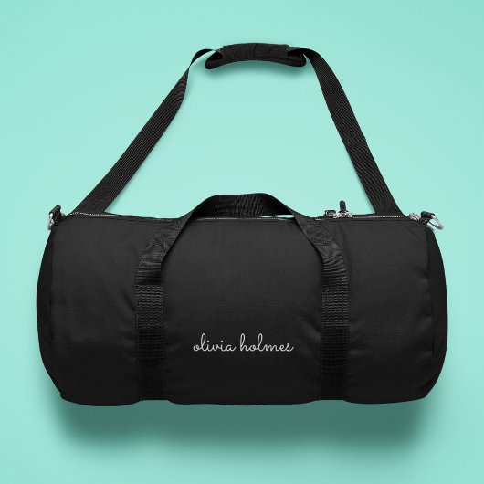 Trendy Monogram | Moderne Zwarte Scriptnaam Plunjezak