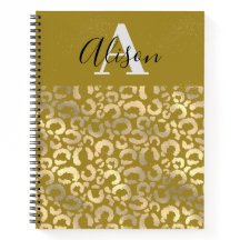 Trendy Monogram Naam Gouden Glitter Luipaard Dier