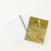 Trendy Monogram Naam Gouden Glitter Luipaard Dier Notitieboek (Binnen)