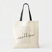 Trendy Monogram Name Script Sport en Hobby Tote Bag (Voorkant)