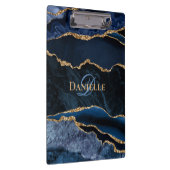 Trendy Monogram Navy Blue Goud Agaat Klembord (Rechts)