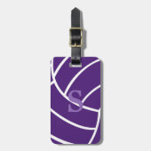 Trendy Monogram Paars Volleyball Bagagelabel (Voorkant verticaal)