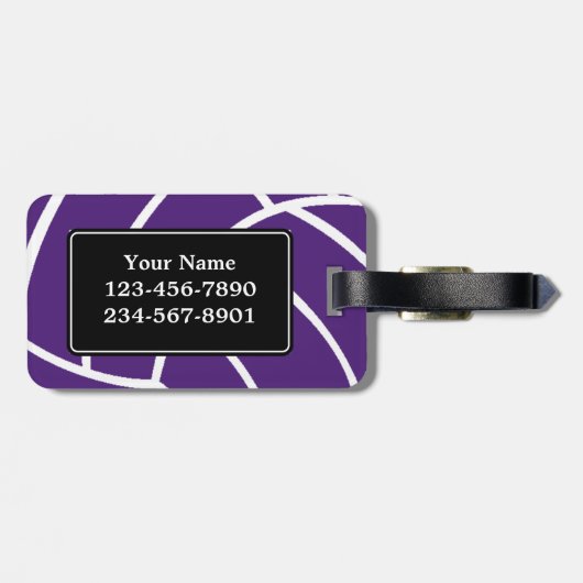 Trendy Monogram Paars Volleyball Bagagelabel (Achterkant horizontaal)