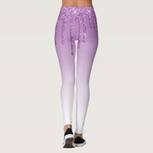 trendy monogram paarse glittering leggings (Achterkant)