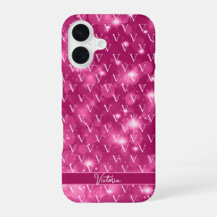 Trendy Monogram Patroon Meisjesachtig Roze  iPhone 16 Hoesje