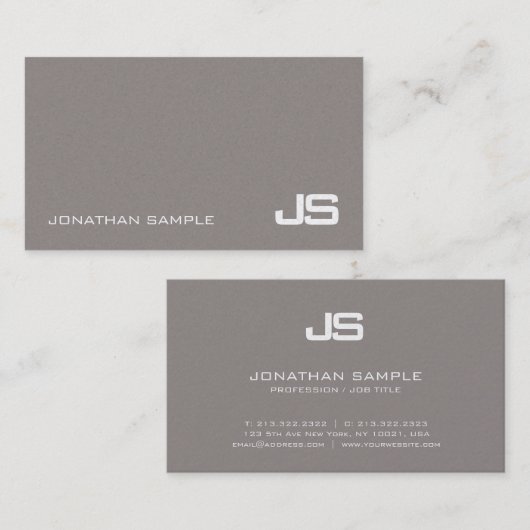 Trendy Monogram Plain Modern Classy Design Luxe Visitekaartje (Voorkant / Achterkant)