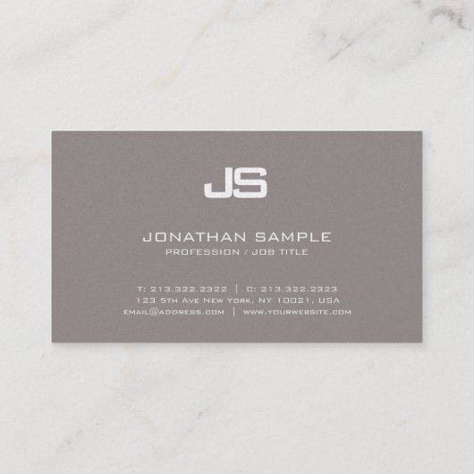 Trendy Monogram Plain Modern Classy Design Luxe Visitekaartje (Achterkant)