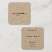 Trendy Monogram Premium Real Kraft Paper Sjabloon Vierkante Visitekaartje (Voorkant / Achterkant)