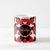 Trendy Monogram Red Black Koe Print Koffiemok (Center)