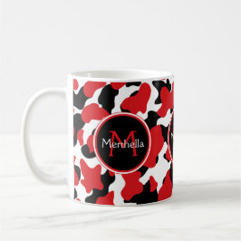 Trendy Monogram Red Black Koe Print Koffiemok