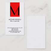 Trendy Monogram Red Stripe White Visitekaartje (Voorkant / Achterkant)