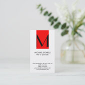 Trendy Monogram Red Stripe White Visitekaartje (Staand voorkant)
