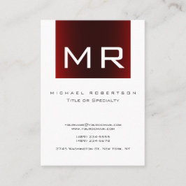 Trendy Monogram Red Striped White Visitekaartje