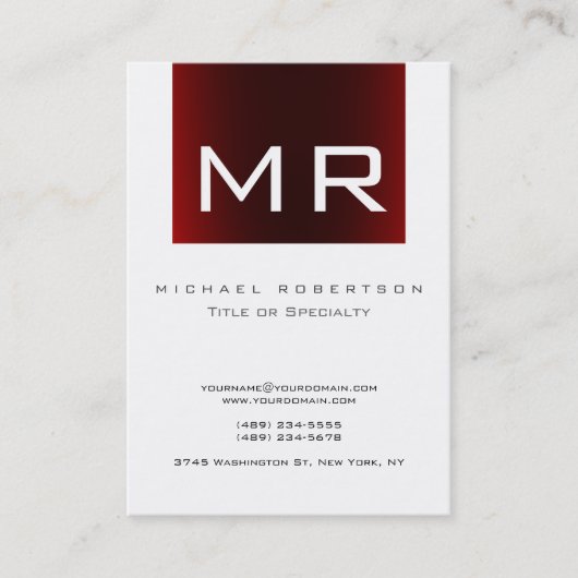 Trendy Monogram Red Striped White Visitekaartje (Voorkant)