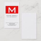Trendy Monogram Red White Modern Visitekaartje (Voorkant / Achterkant)