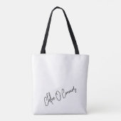 Trendy Monogram Script Naam Zwart Wit Tote Bag (Achterkant)