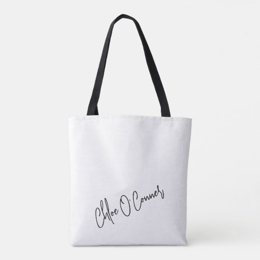 Trendy Monogram Script Naam Zwart Wit Tote Bag (Achterkant)