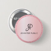 Trendy Monogram Sjabloon Roos Gold Glitter Kijk Ronde Button 5,7 Cm (Voorkant /achterkant)