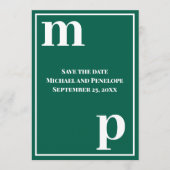 Trendy Monogram Smaragdgroene Save the Date  Kaart (Voorkant)