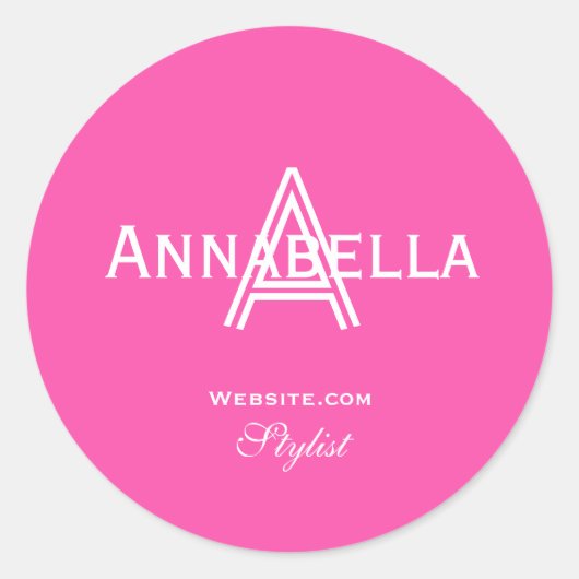 Trendy Monogram Stylist Website Girly Cool Chic Ronde Sticker (Voorkant)