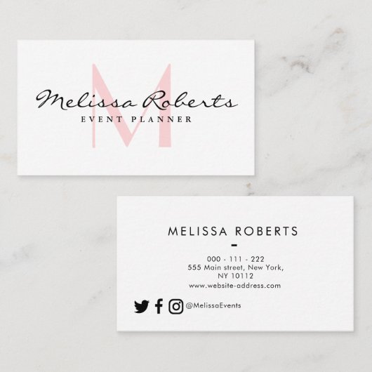 trendy monogram visitekaartje (Voorkant / Achterkant)