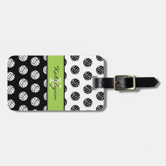 Trendy Monogram Volleyball Bagagelabel (Voorkant horizontaal)