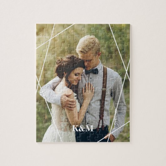 Trendy Monogram Wedding Foto Legpuzzel (Verticaal)