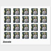 Trendy Monogram Wedding Foto Vierkante Sticker (Vel)
