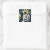 Trendy Monogram Wedding Foto Vierkante Sticker (Tas)