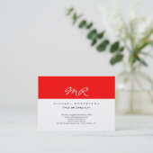 Trendy Monogram White Red Chubby Visitekaartje (Staand voorkant)