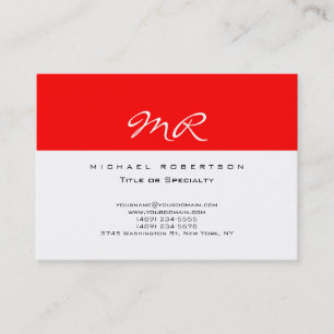 Trendy Monogram White Red Chubby Visitekaartje