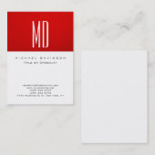 Trendy Monogram White Red Chubby Visitekaartje (Voorkant / Achterkant)