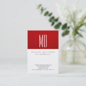 Trendy Monogram White Red Chubby Visitekaartje (Staand voorkant)