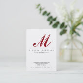 Trendy Monogram White Red Chubby Visitekaartje (Staand voorkant)