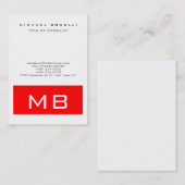 Trendy Monogram White Red Stripe Visitekaartje (Voorkant / Achterkant)