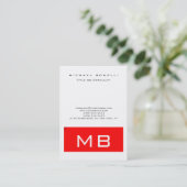 Trendy Monogram White Red Stripe Visitekaartje (Staand voorkant)