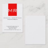 Trendy Monogram White Red Stripe Visitekaartje (Voorkant / Achterkant)