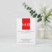 Trendy Monogram White Red Stripe Visitekaartje (Staand voorkant)